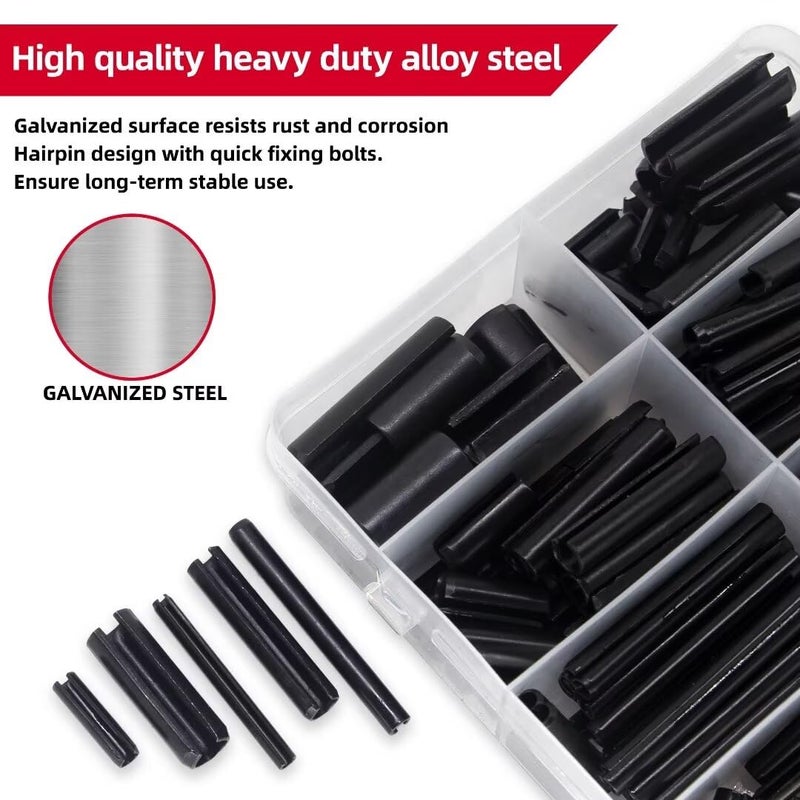 AIMUNOK 326PCS Roll Pin Set - 24 Sizes Spring Dowel Tension Roll Pins - 1/8 1/4 3/8 1/16 5/64 3/32 5/16 5/32 7/32 Split Expansion Pin Assortment Kit for Home Improvement - Image 3